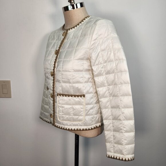 J. McLaughlin NWT Danica Quilted Jacket S Egret White Button Closure Embroidered - Picture 2 of 11